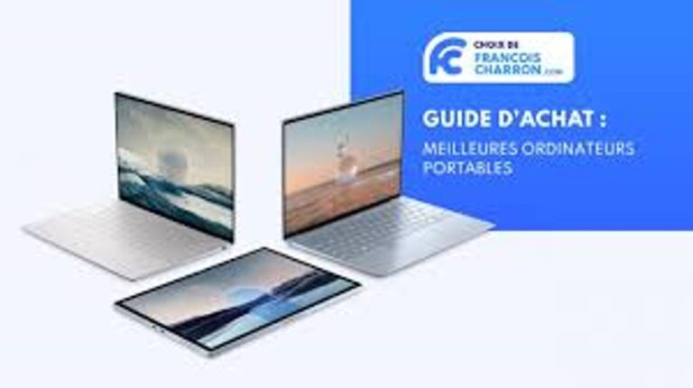 une photo de deux ordinateurs portable et une tablette avec une bannière écrit Guide d'achat