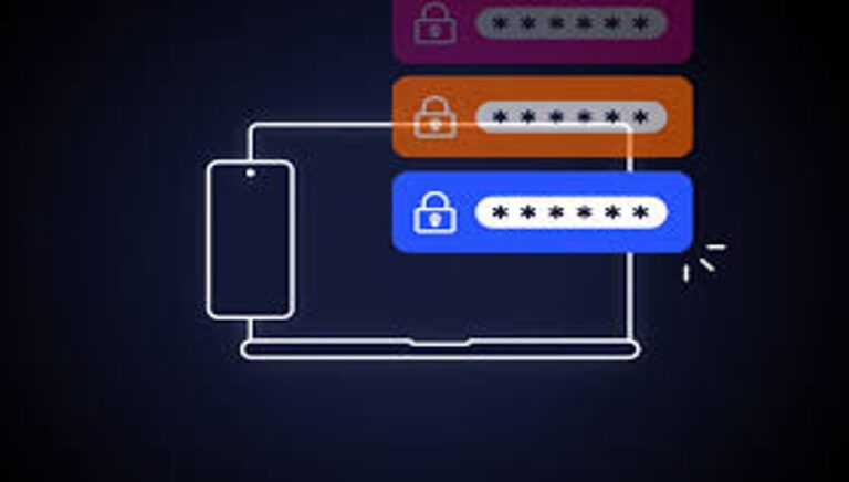 une ordinateur et un téléphone ayant des notification remplie d'étoile simulant des mots de passe différent car tout les notifications on des couleurs différente.