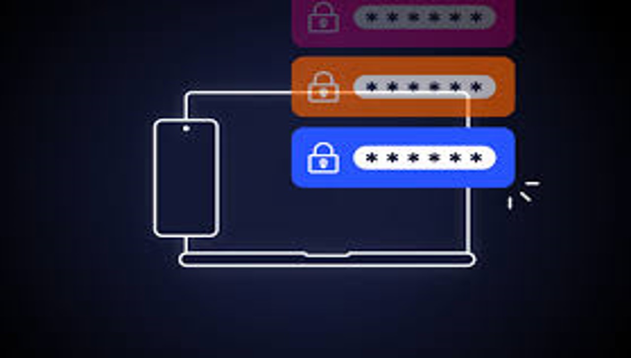 une ordinateur et un téléphone ayant des notification remplie d'étoile simulant des mots de passe différent car tout les notifications on des couleurs différente.